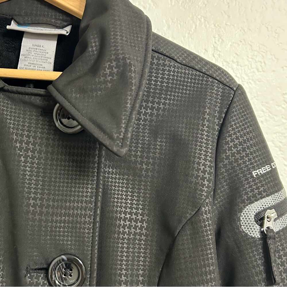 Free Country Black Houndstooth Fleece Lined Trench Coat, Size S‎ - Picture 2 of 7